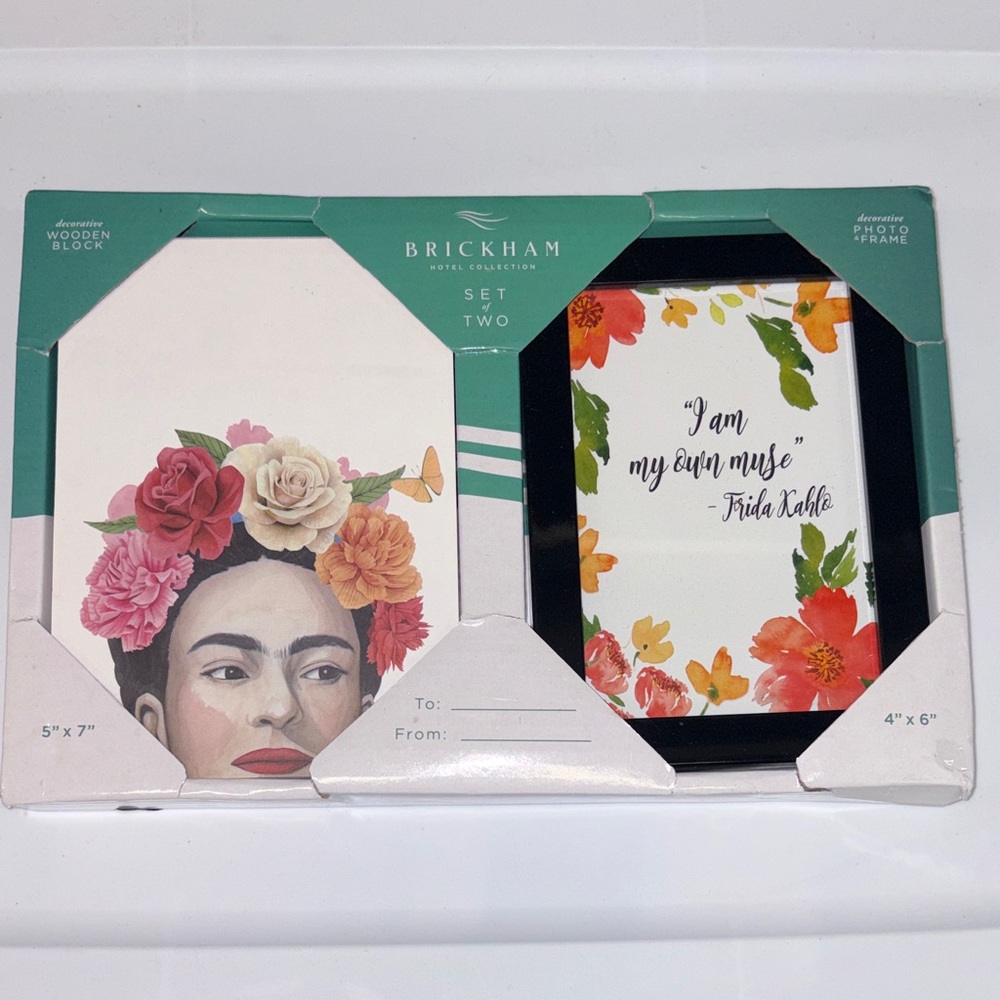 NEW Frida Kahlo Inspired Floral Photo Frame Set in Teal Packaging 4x6 and 5x7